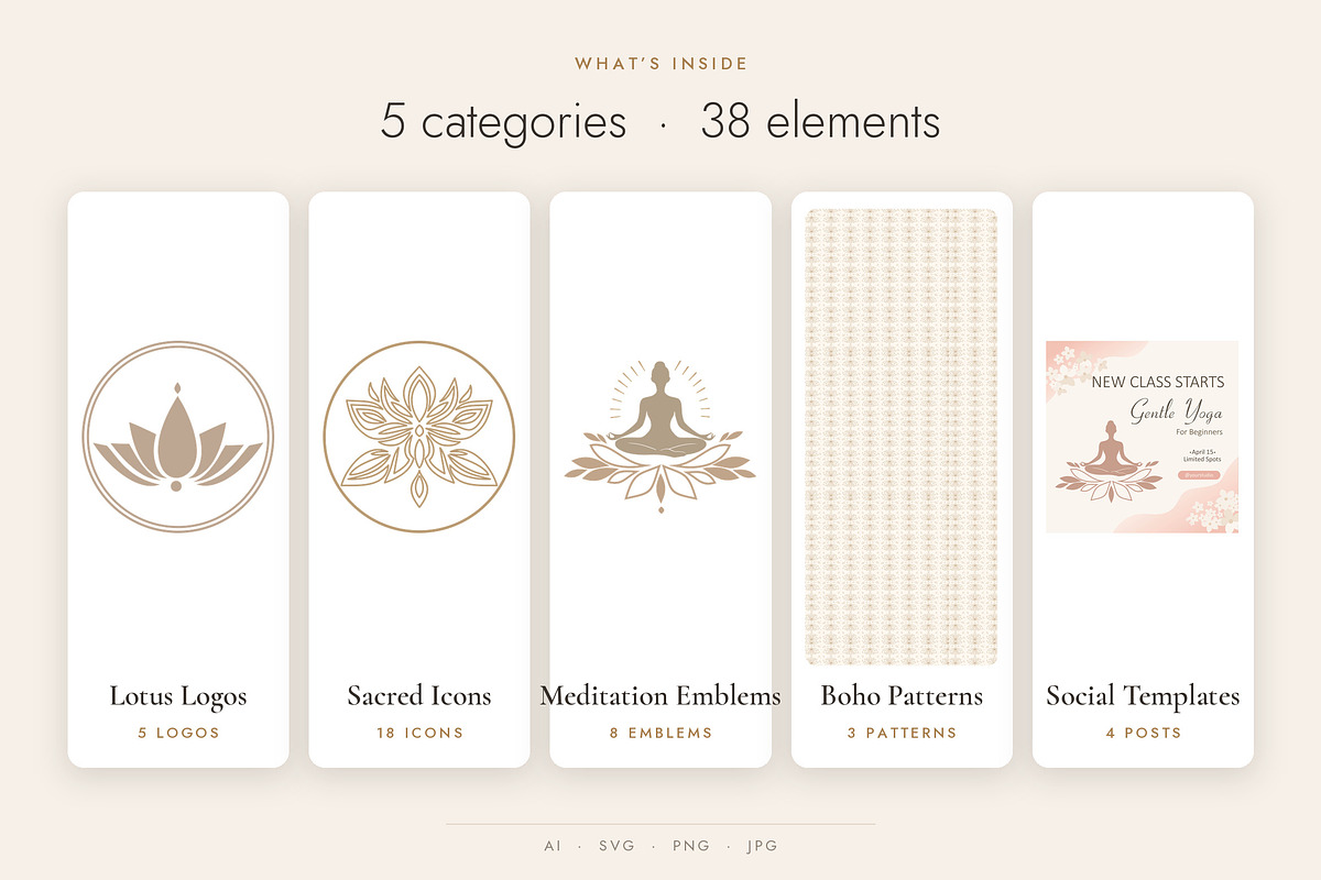 Page Title: Yoga Logo & Icon Vector Wellness Brand Kit