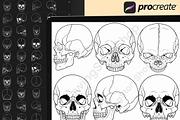 160 Procreate Skull Stamp Brushes, a Brush Add-On by DrawingStoryShop (Thumbnail 4 of 6)