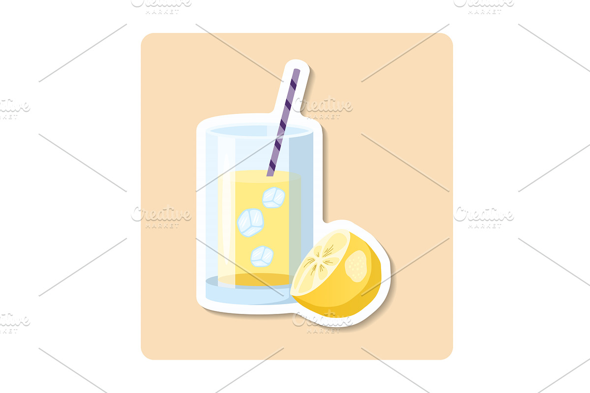 Refreshing lemonade with ice cubes, a Food Illustration by Aimagenarium@gmail.com