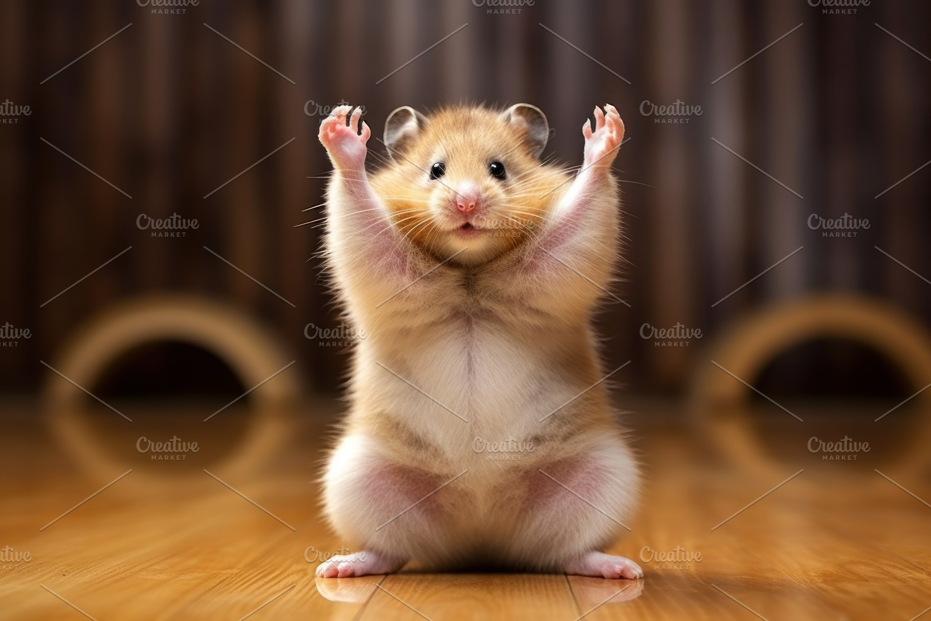 Hamster Roborovski contorting its body into a funny yoga pose, an Animal Photo by zakiroff