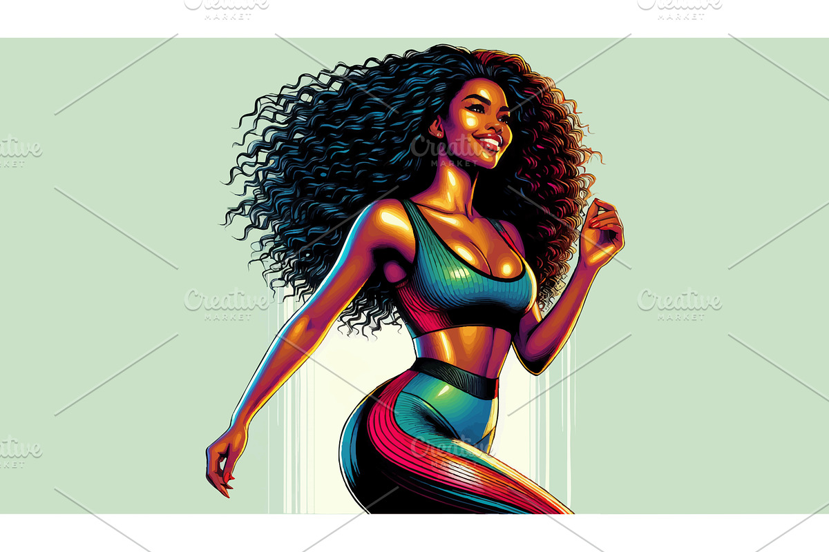 Energetic Woman Dancing in Fitness, a Person Illustration by AlexArt