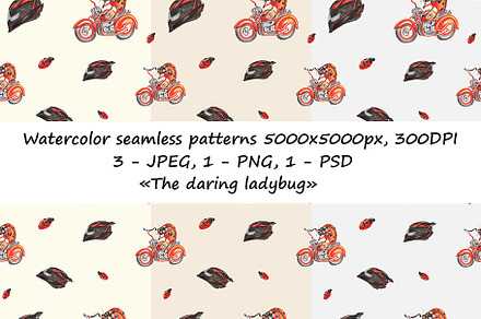 Seamless patterns Ladybug on bike