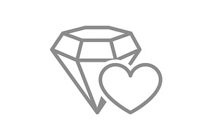 Diamond with heart shape icon, an Object Illustration by GraphiShop
