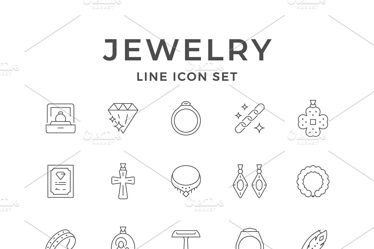 Set line icons of jewelry, an Outline Icon by motorama (Photo 1 of 2)