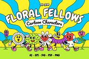 Floral Fellows Cartoon Characters, an Illustration by The Isian (Thumbnail 1 of 14)