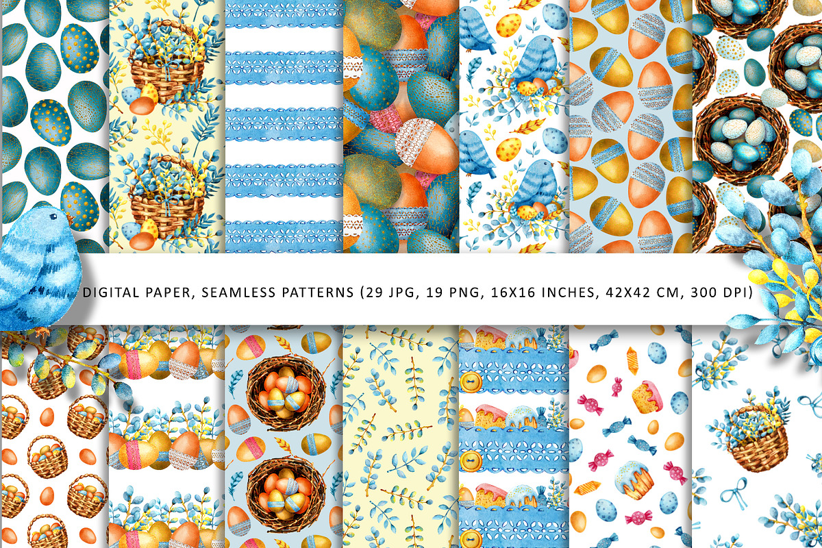 Easter watercolor set, colored eggs, an Illustration by Artmanata (Photo 4 of 14)