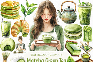 Matcha Green Tea Clipart, an Illustration by Craft Nest
