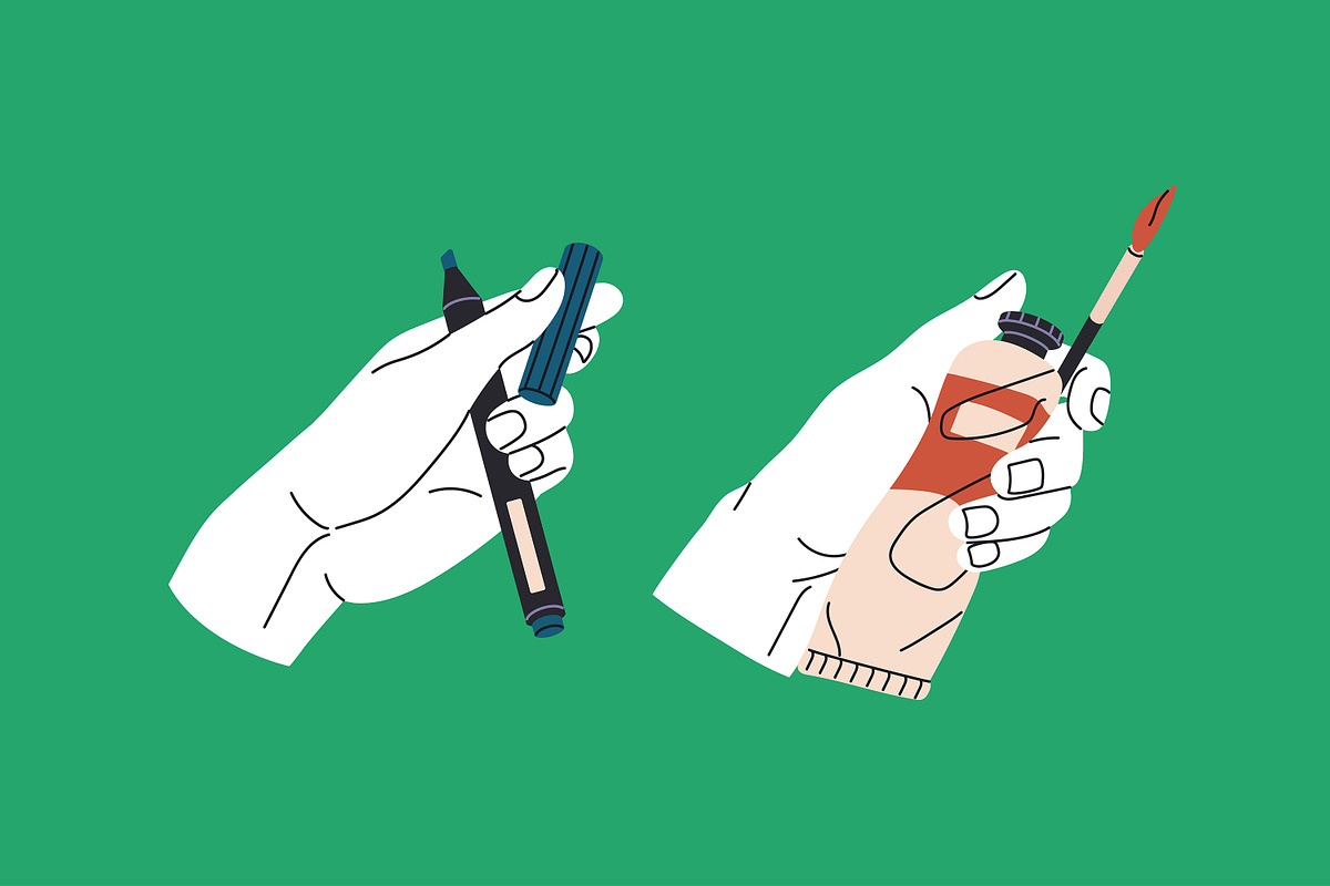 Artist hands holding stationery set, a Person Illustration by PaperTrident (Photo 3 of 8)