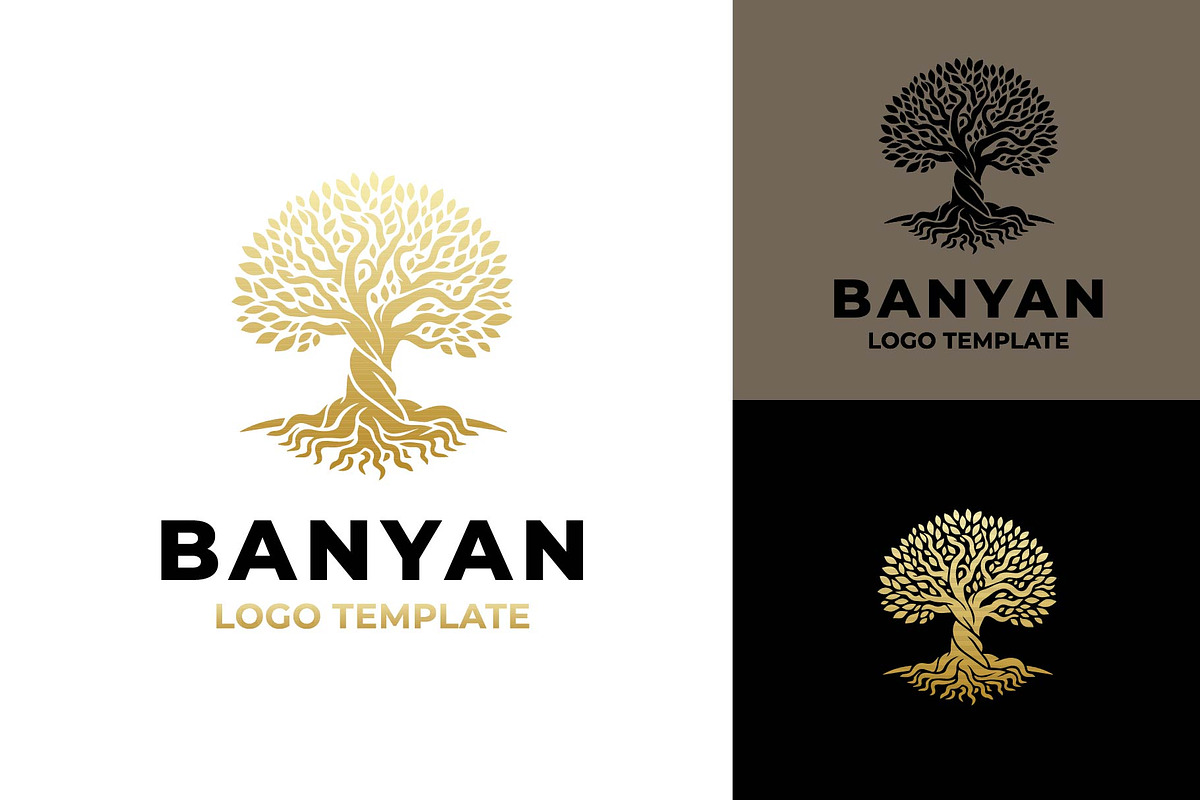 Gold Banyan Tree Logo Design, a Branding & Logo Template by funpixel