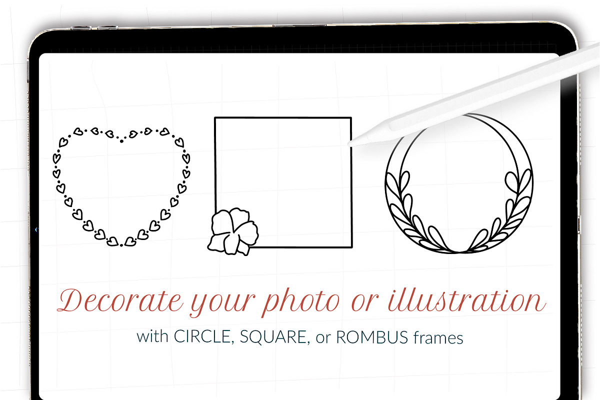 Procreate romantic frames border, a Brush Add-On by Let's Art (Photo 3 of 3)