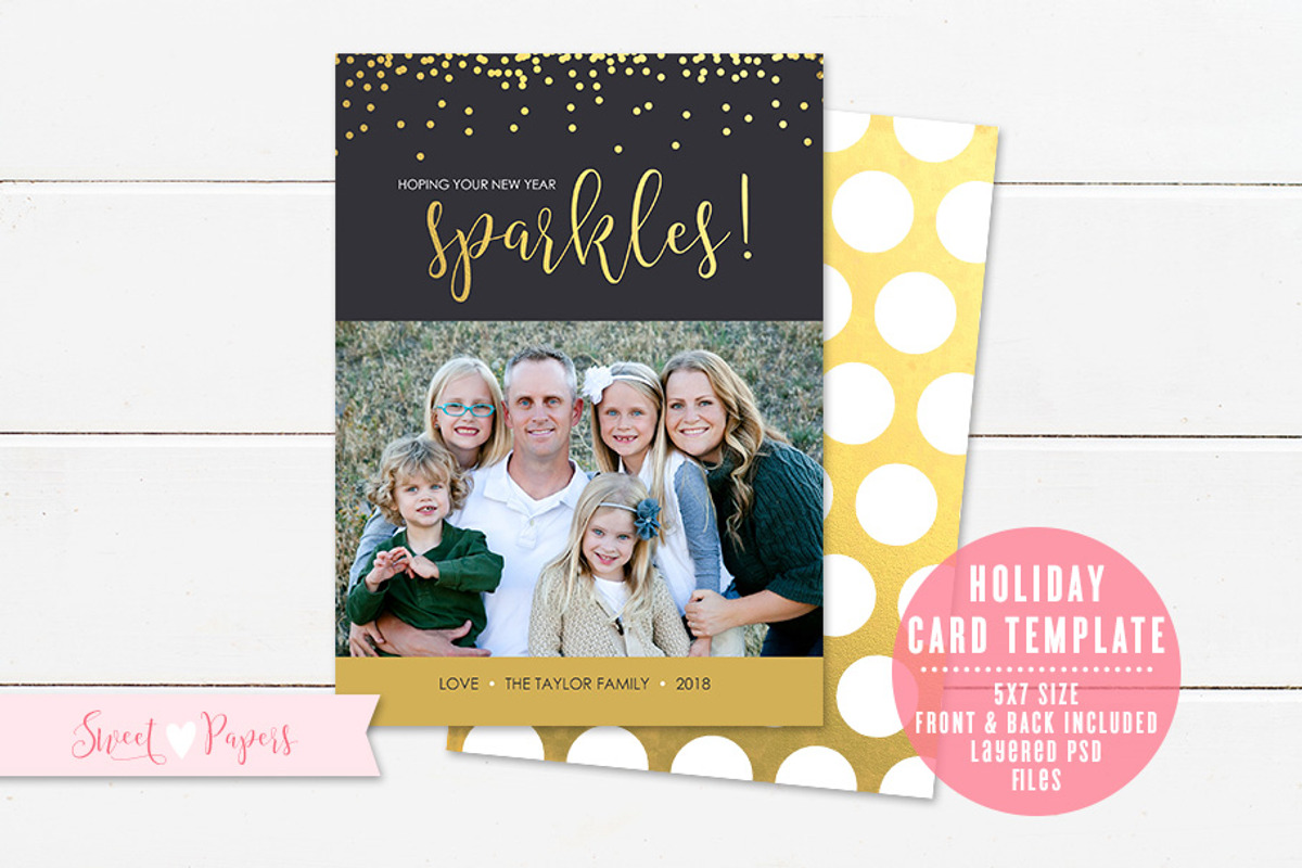 New Year Photo Card Template, a Card Template by Sweet Papers
