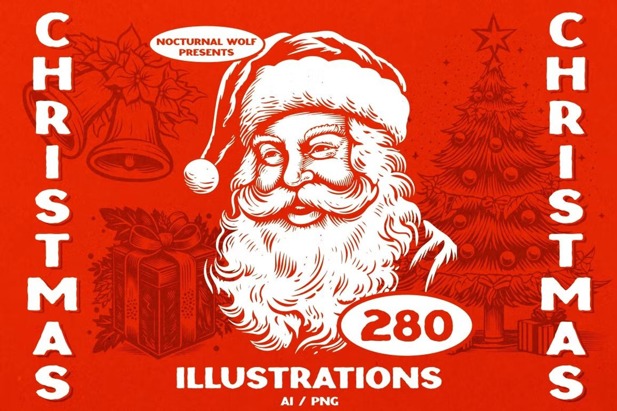 280 Christmas illustrations, an Object Illustration by Nocturnal Wolf (Photo 1 of 17)
