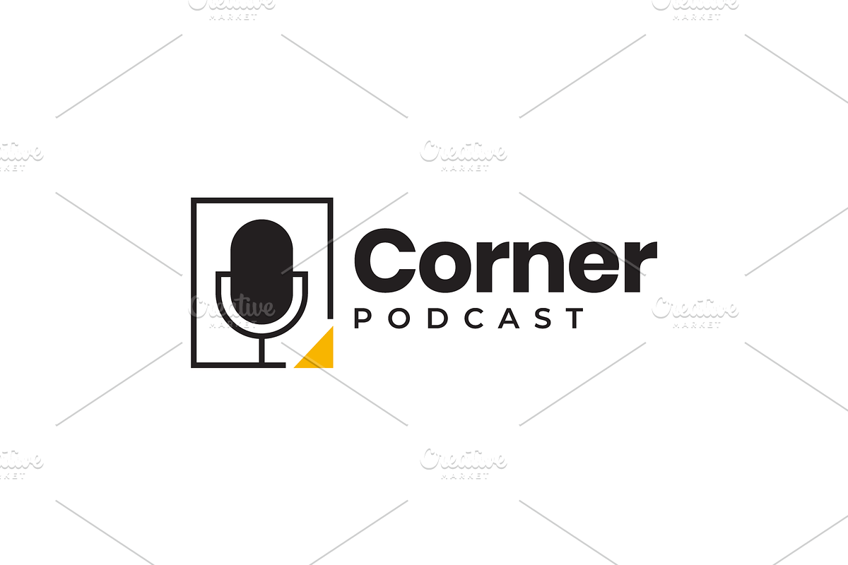 corner podcast microphone logo, a Branding & Logo Template by devastd
