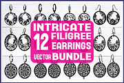 Round Filigree Earrings SVG Set, a Graphic by Creativeshirt (Thumbnail 1 of 13)