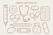 Medical Line Icons Set Healthcare, an Outline Icon by Vaniuta_Art (Thumbnail 1 of 3)