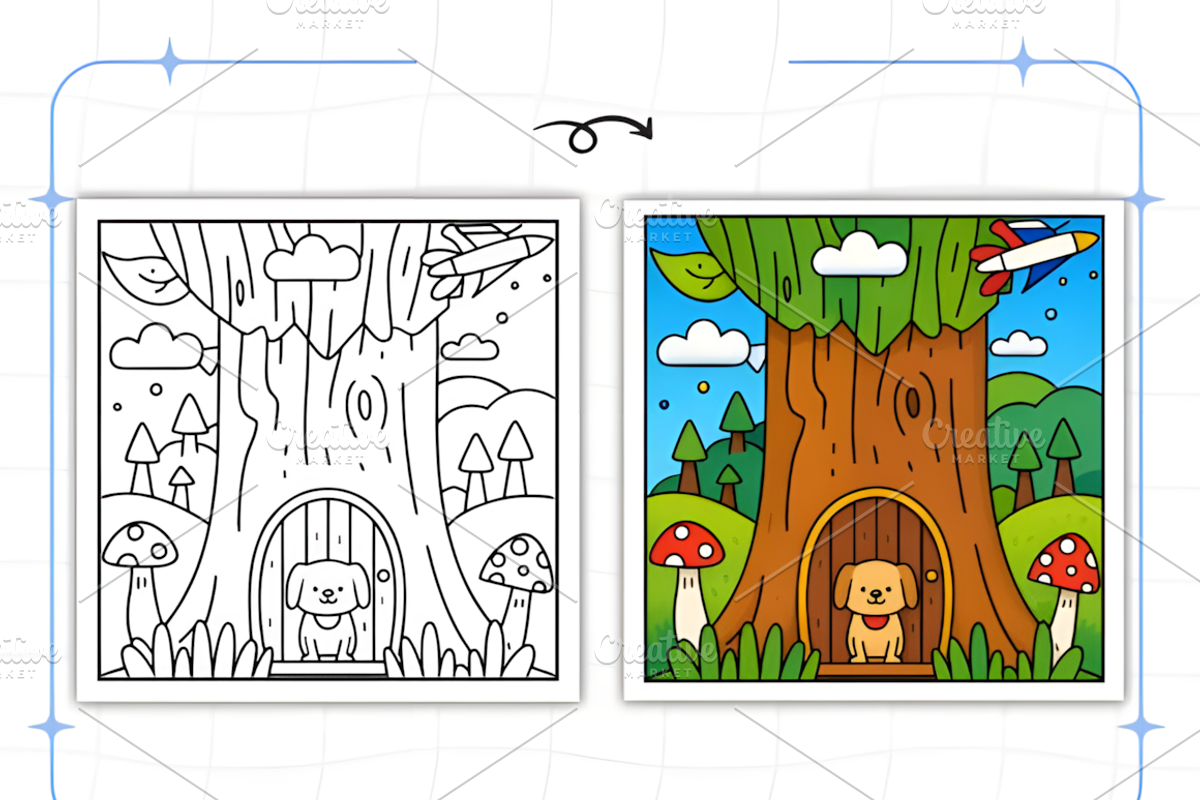 Whimsical Cozy Worlds Coloring Book, a Decorative Illustration by Design Station (Photo 7 of 8)