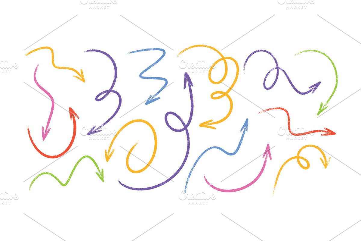 Pastel crayon arrows pack - hand, an Object Illustration by YuliiaOsadcha
