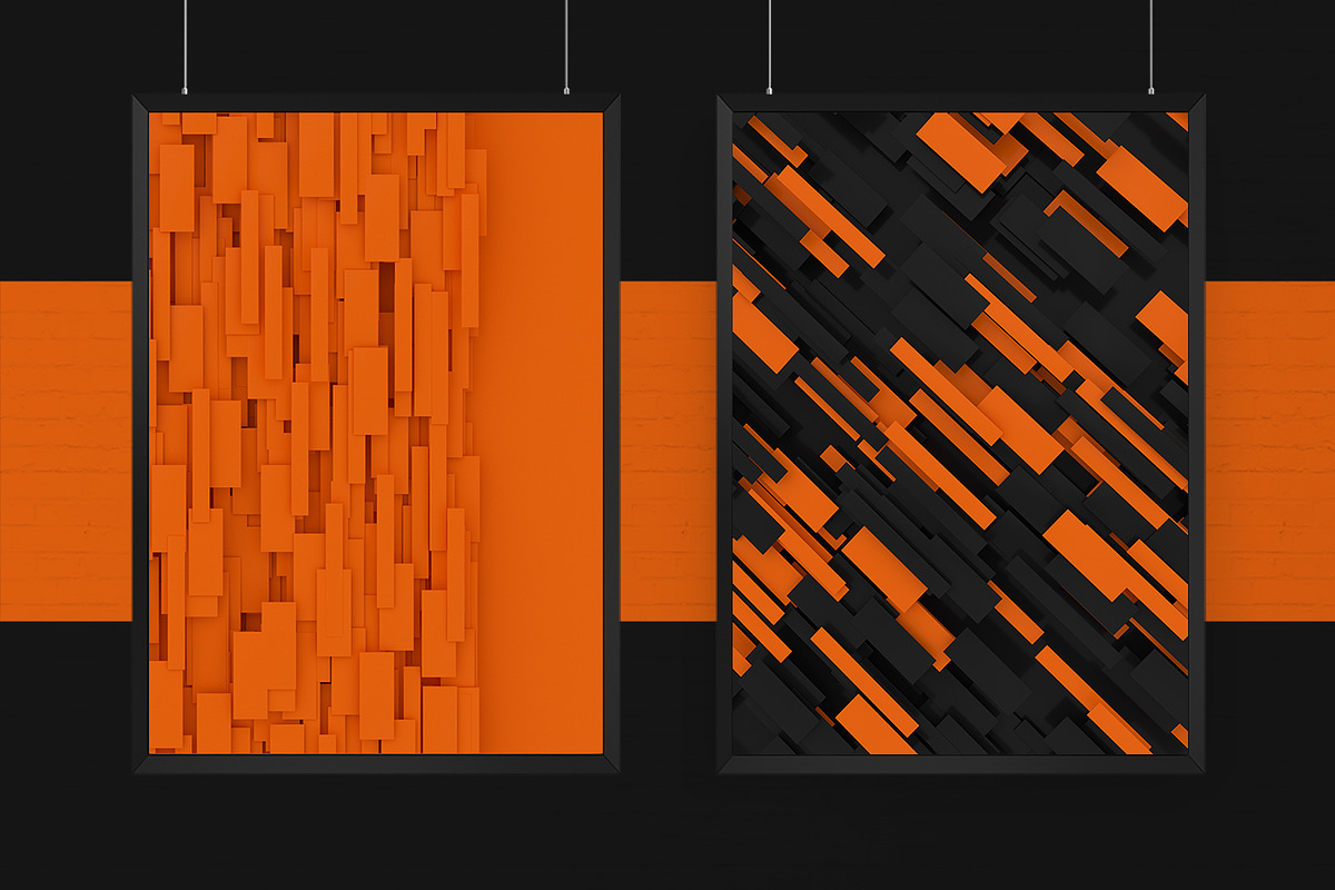 3D Geometric-Orange And Black, a Background Graphic by BIBIART (Photo 2 of 10)