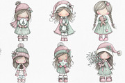 Christmas Little Girl Clipart Bundle, an Illustration by Canvas Craft (Thumbnail 3 of 8)