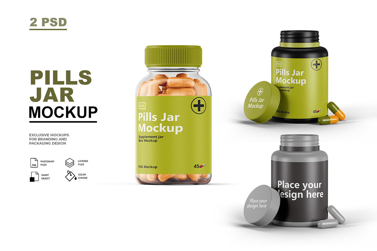 Pills Jar Mockup, a Cups & Container Mockup by GraphicsPixel (Photo 1 of 5)