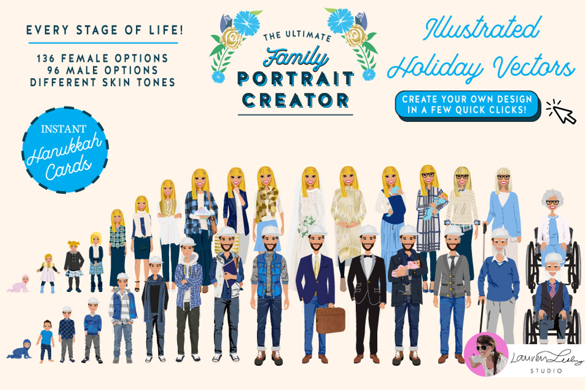 Portrait Creator Jewish Hanukkah, a Person Illustration by Lauren Lesley Studio (Photo 14 of 16)