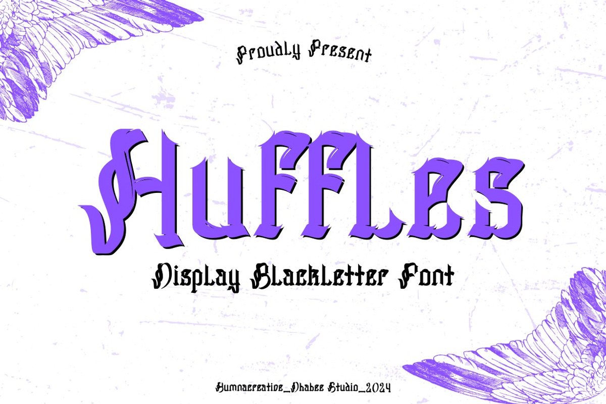 Huffles - Display Blackletter Font, a Blackletter Font by Dhabee (Photo 1 of 16)