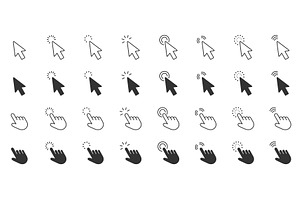 Mouse Cursor And Click Action Icons, an Object Illustration by Vector Creator