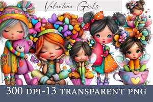 Valentine Girls Clipart, an Illustration by Designworld
