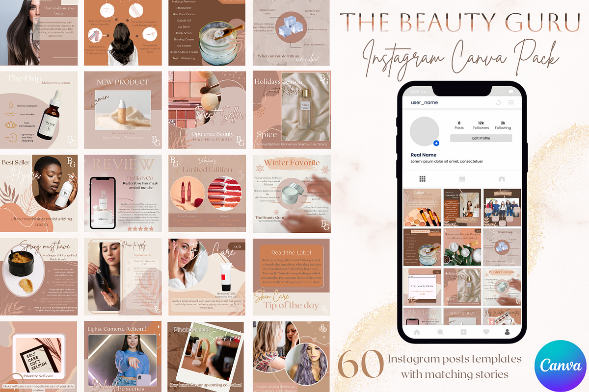 The Beauty Guru Canva Pack, a Social Media Template by Contento BH (Photo 1 of 4)