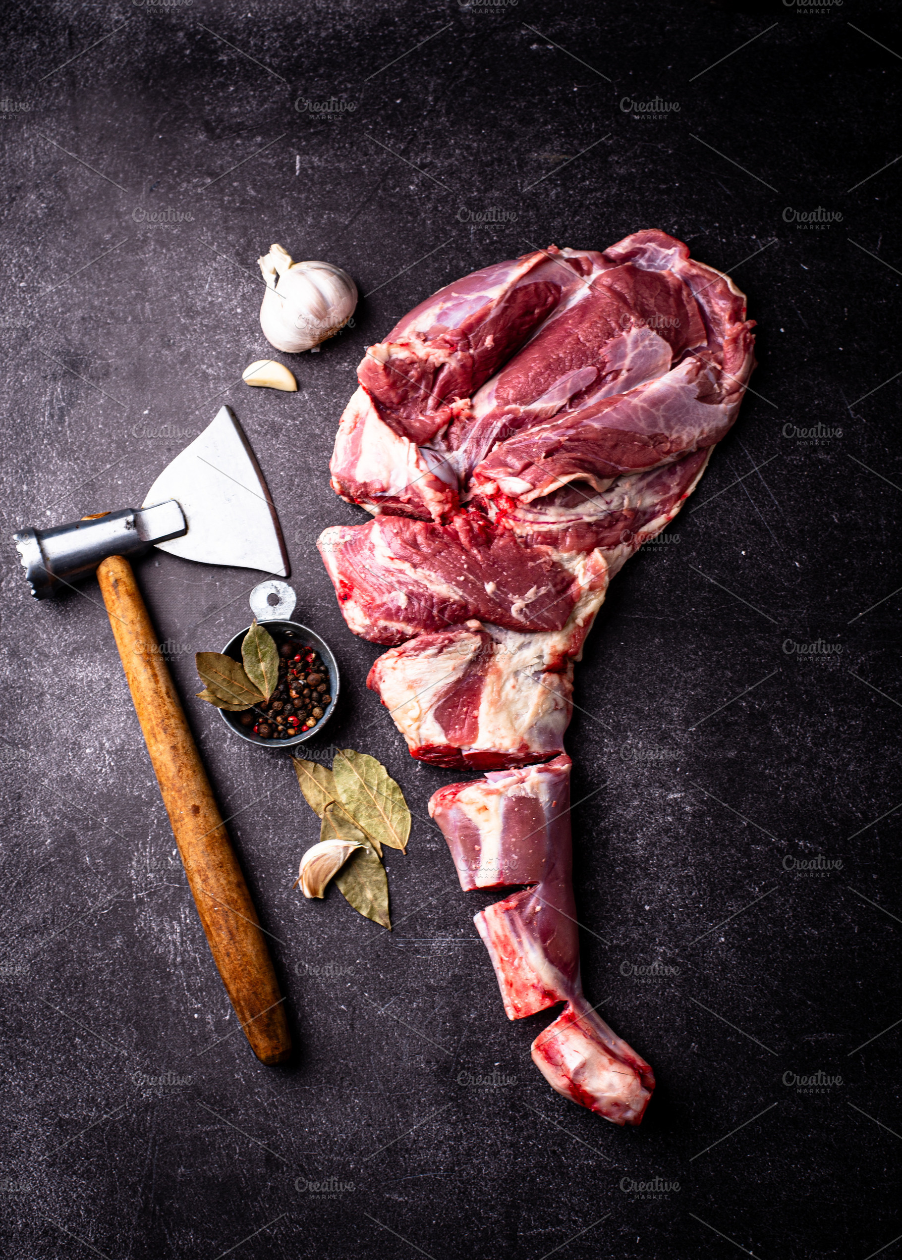 Raw leg of lamb, ready to cook, a Food & Drink Photo by Yulia Furman