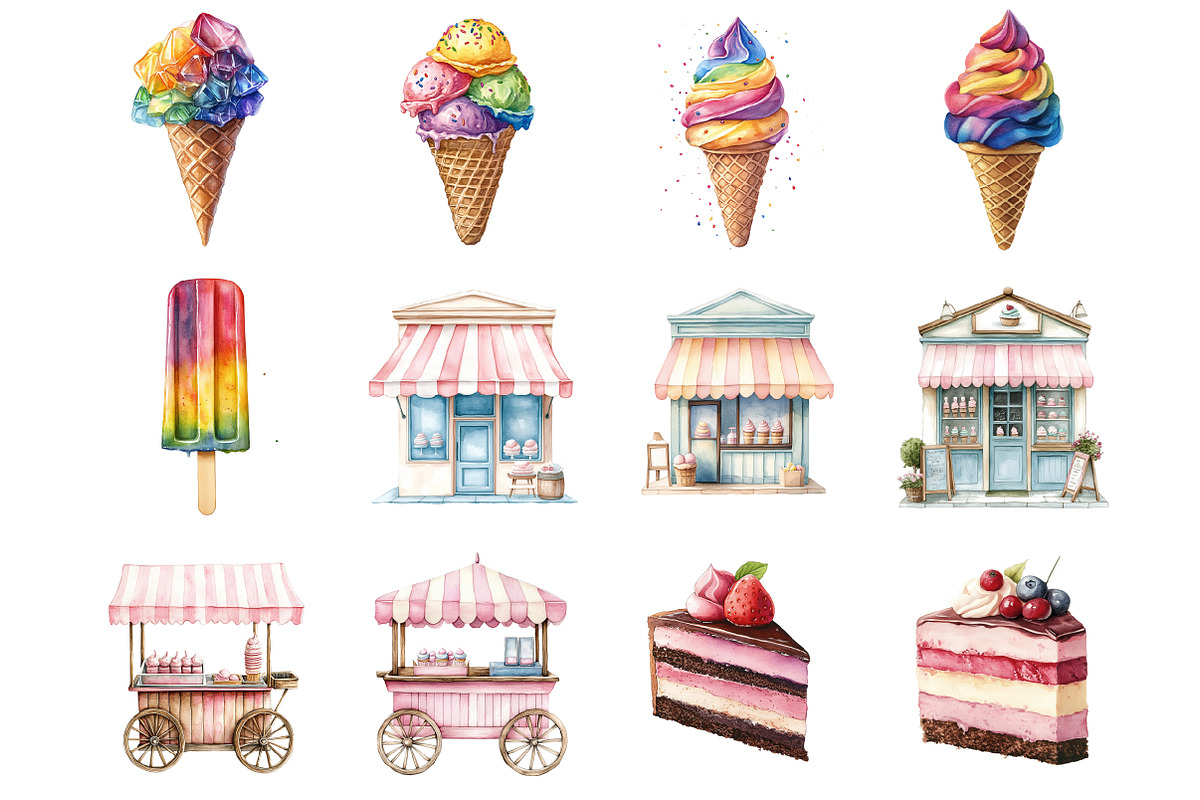 Colorful Ice Cream Shop Clipart, an Illustration by Design Market (Photo 3 of 3)