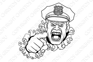 Policeman Angry Police Man Cartoon, a Person Illustration by Christos Georghiou