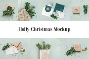 Holly Christmas Mockup, a Print Template by Kotkoa Studio (Thumbnail 2 of 4)