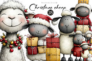 Christmas Sheep Clipart, an Illustration by CreationArt (Thumbnail 1 of 5)