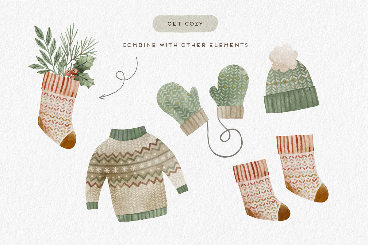 Cozy Winter Watercolor Graphics, an Illustration by Point and Poem (Photo 4 of 6)
