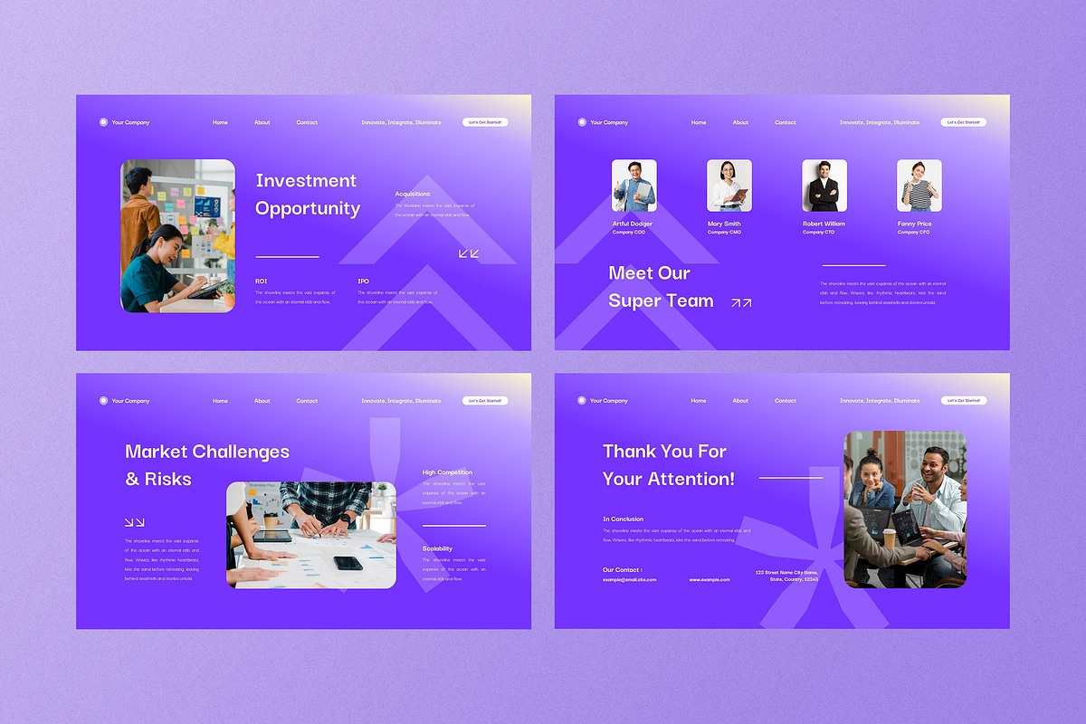 Purple Startup Company Google Slide, a Presentation Template by Aiyari Graphic (Photo 2 of 5)