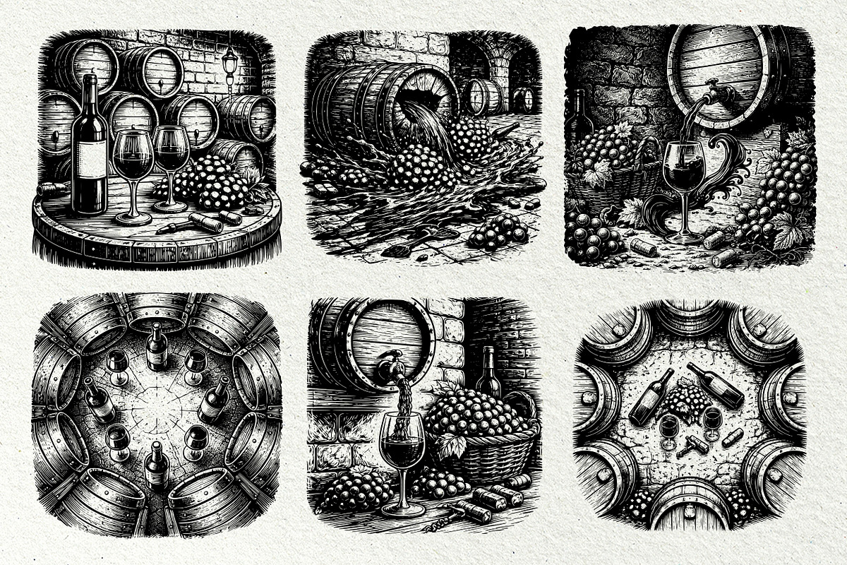 Wine Cellar Winery Line Art Graphics, a Decorative Illustration by DENIDigitalArtSudio (Photo 5 of 7)