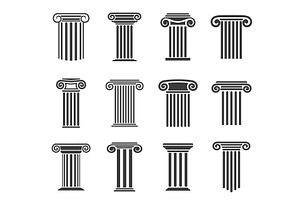 Ancient greek columns and pillars, an Illustration by Vector Tradition