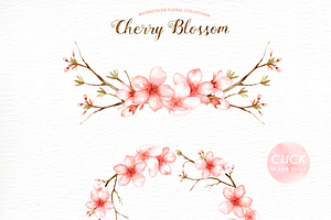 Cherry Blossom Watercolor Clip Art