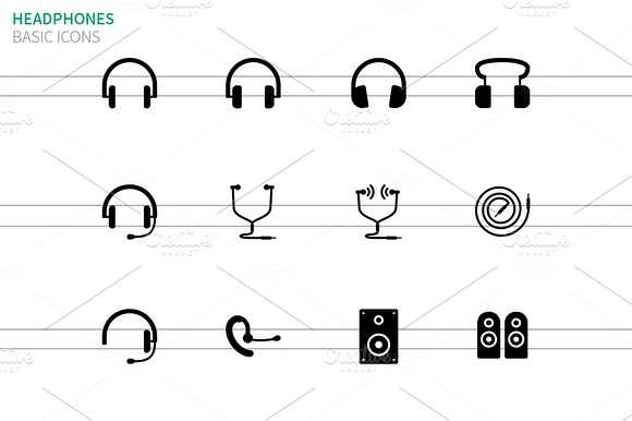 Headphones And Speakers Icons