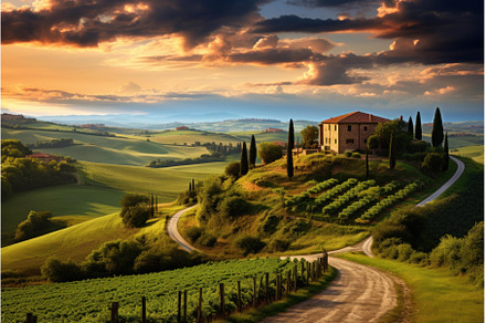 Sun-kissed Landscape of tuscany, a Nature Photo by Ylivdesign