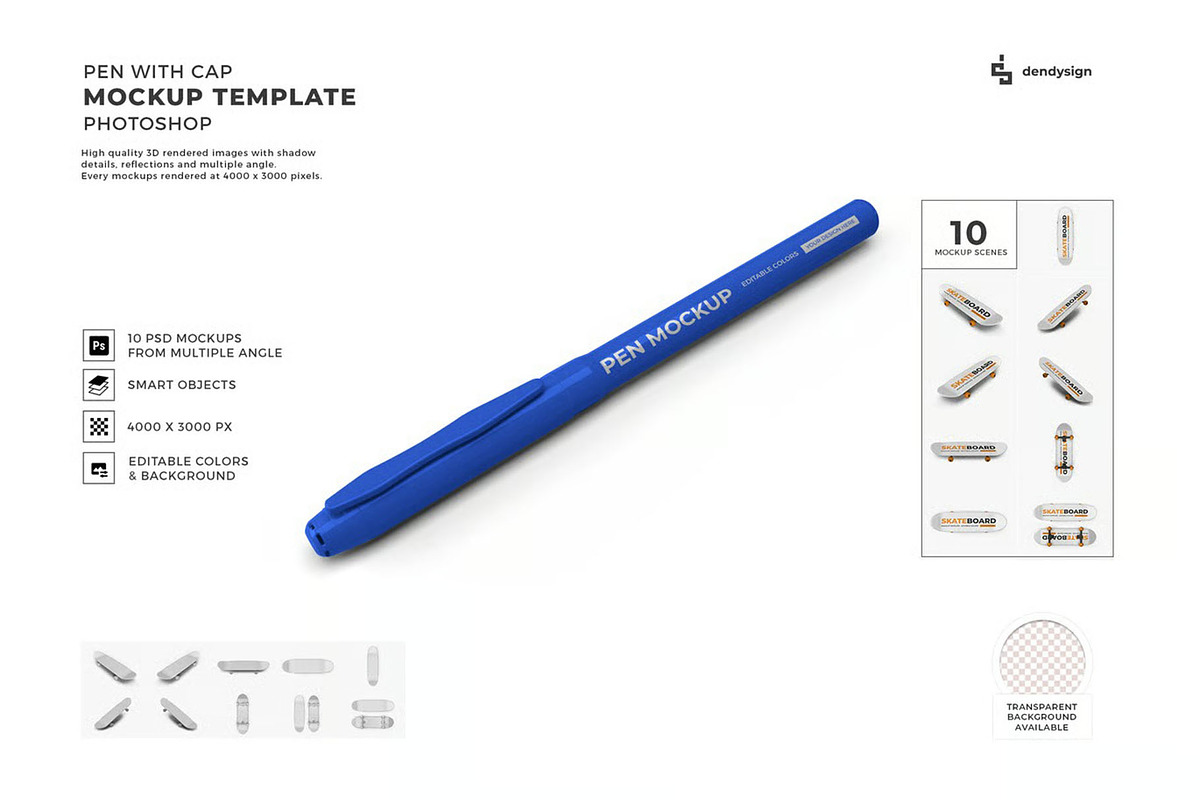 Pen Stationery Mockup Template Set, an Advertising Mockup by DesignRushMarket (Photo 1 of 11)
