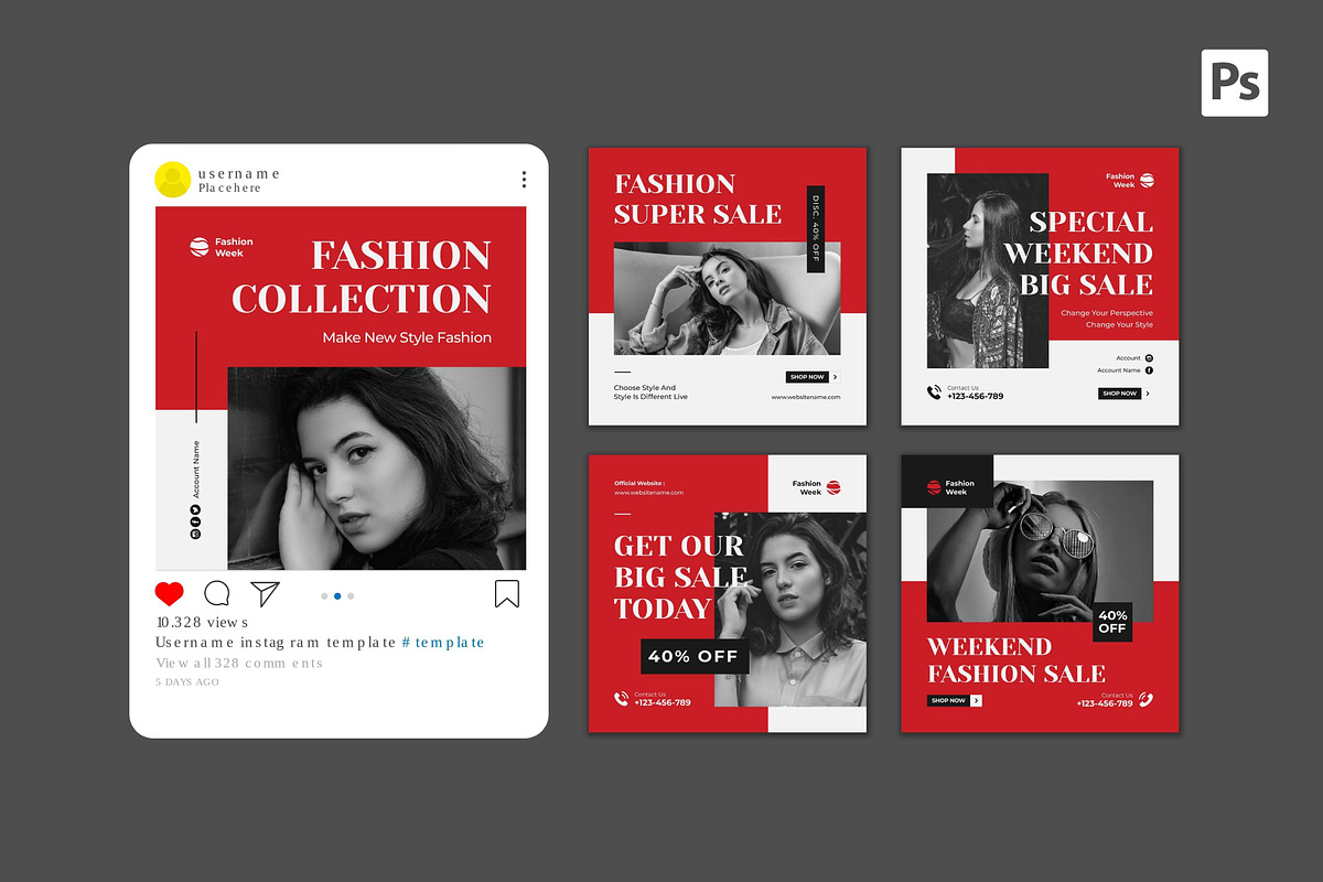 Fashion Week Instagram Post, a Social Media Template by CavenArt (Photo 4 of 5)