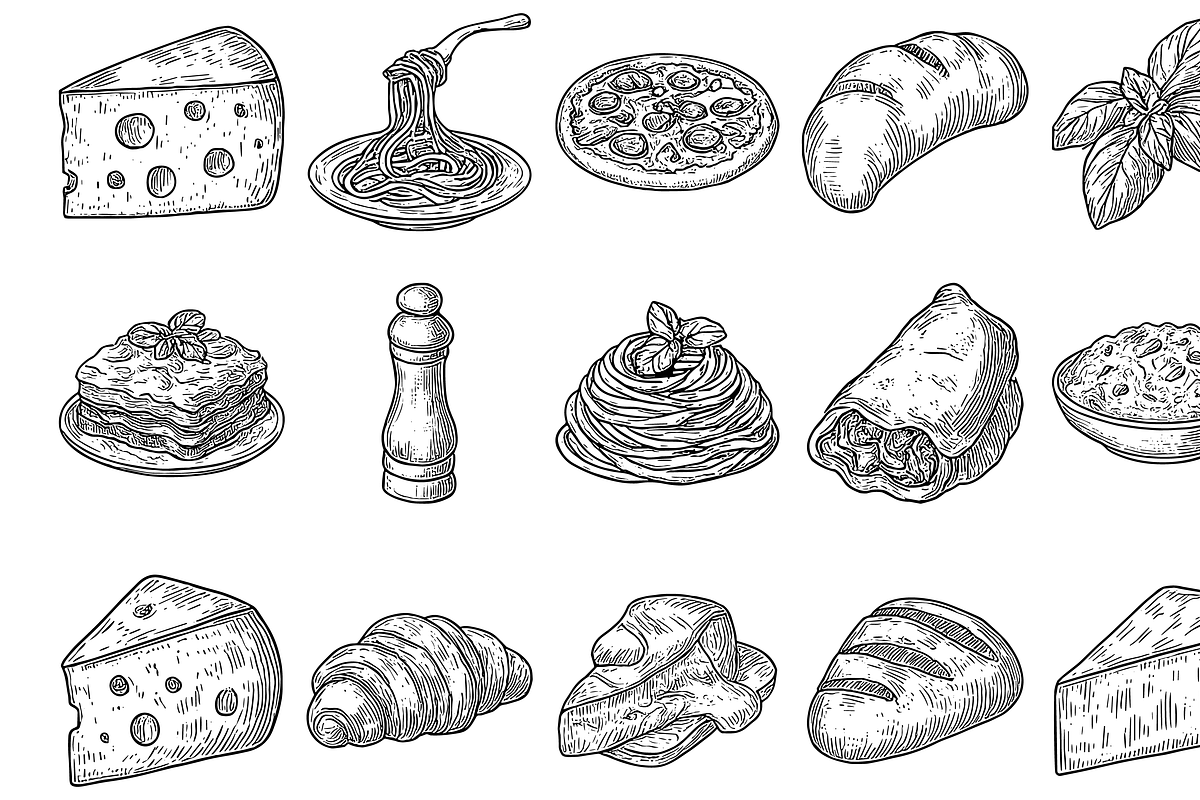 Italian Cuisine Icons, an Object Graphic by nikagraphic (Photo 1 of 3)