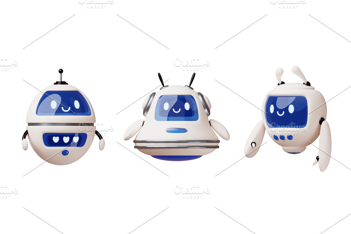Cartoon 3d chatbots characters, a Technology Illustration by YummyBuum