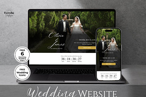 Black Gold Wedding Website Template