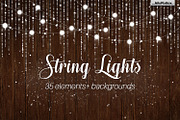 String Lights v3 clipart+backgrounds, a Decorative Illustration by MixPixBox (Thumbnail 1 of 8)