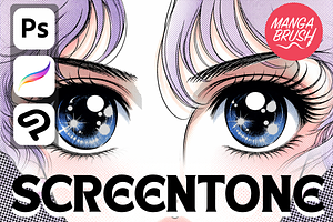150 Manga Screentone Shadow Brushes