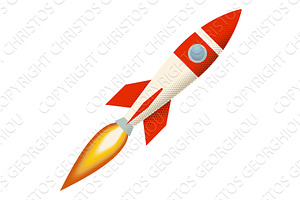 Cartoon Rocket Space Ship Retro, an Illustration by Christos Georghiou