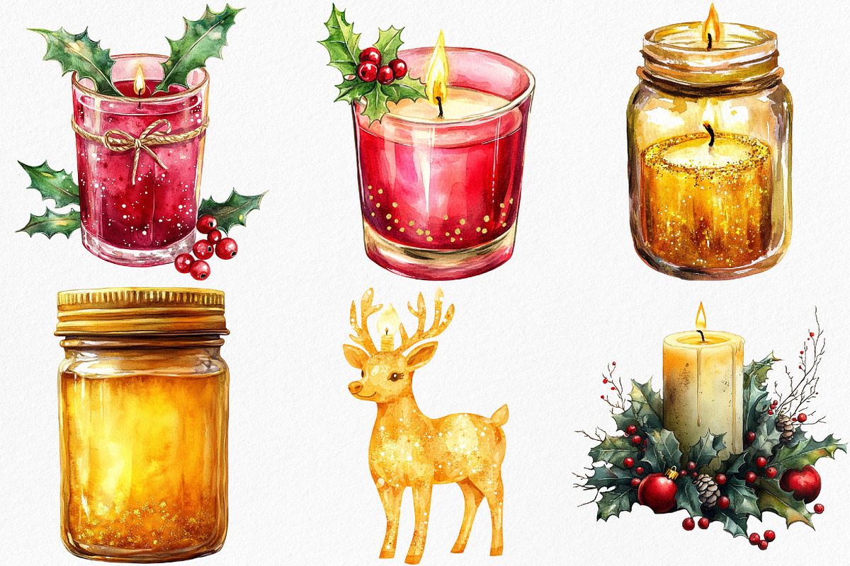 Christmas Glitter Candle Clipart, an Illustration by Canvas Craft (Photo 3 of 8)